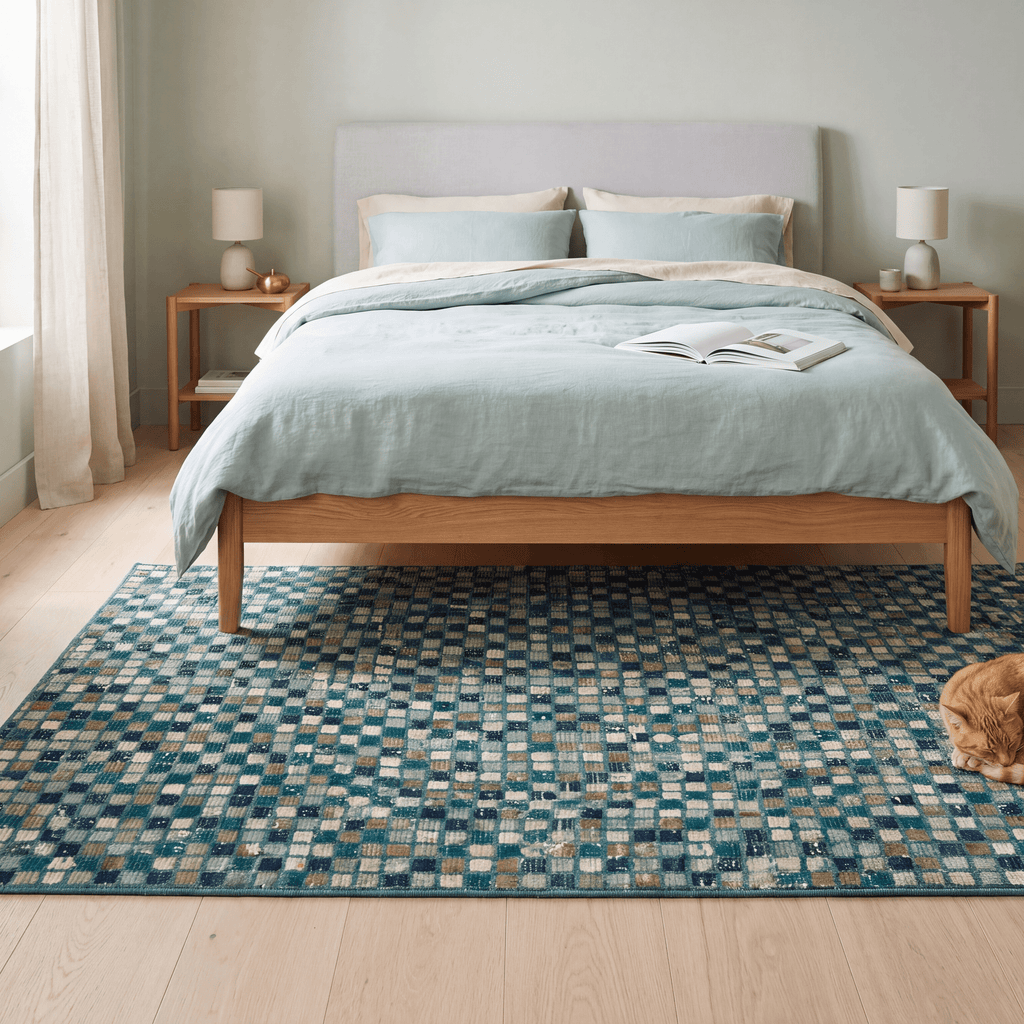 Abbey2 Modern Mosaic Dot Speckled Emerald Teal Washable Indoor Outdoor Rug - RugzellaDigital Print RugRugzellaRugzellaBBB394-RECT-24x47-60x120cmRGZLLA114456Rectangle2' x 3'11" (60x120 cm)RECTANGLE | Abbey2 rectangle bedroom