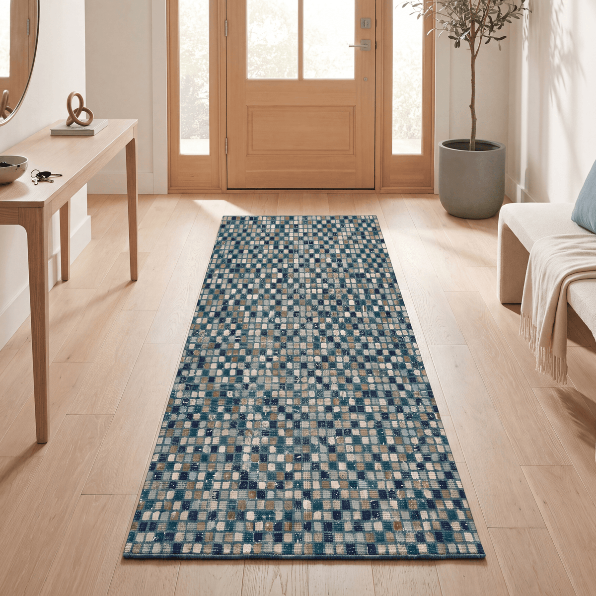 Abbey2 Modern Mosaic Dot Speckled Emerald Teal Washable Indoor Outdoor Rug - RugzellaDigital Print RugRugzellaRugzellaBBB394-RECT-24x47-60x120cmRGZLLA114456Rectangle2' x 3'11" (60x120 cm)RUNNER | Abbey2 runner entryway