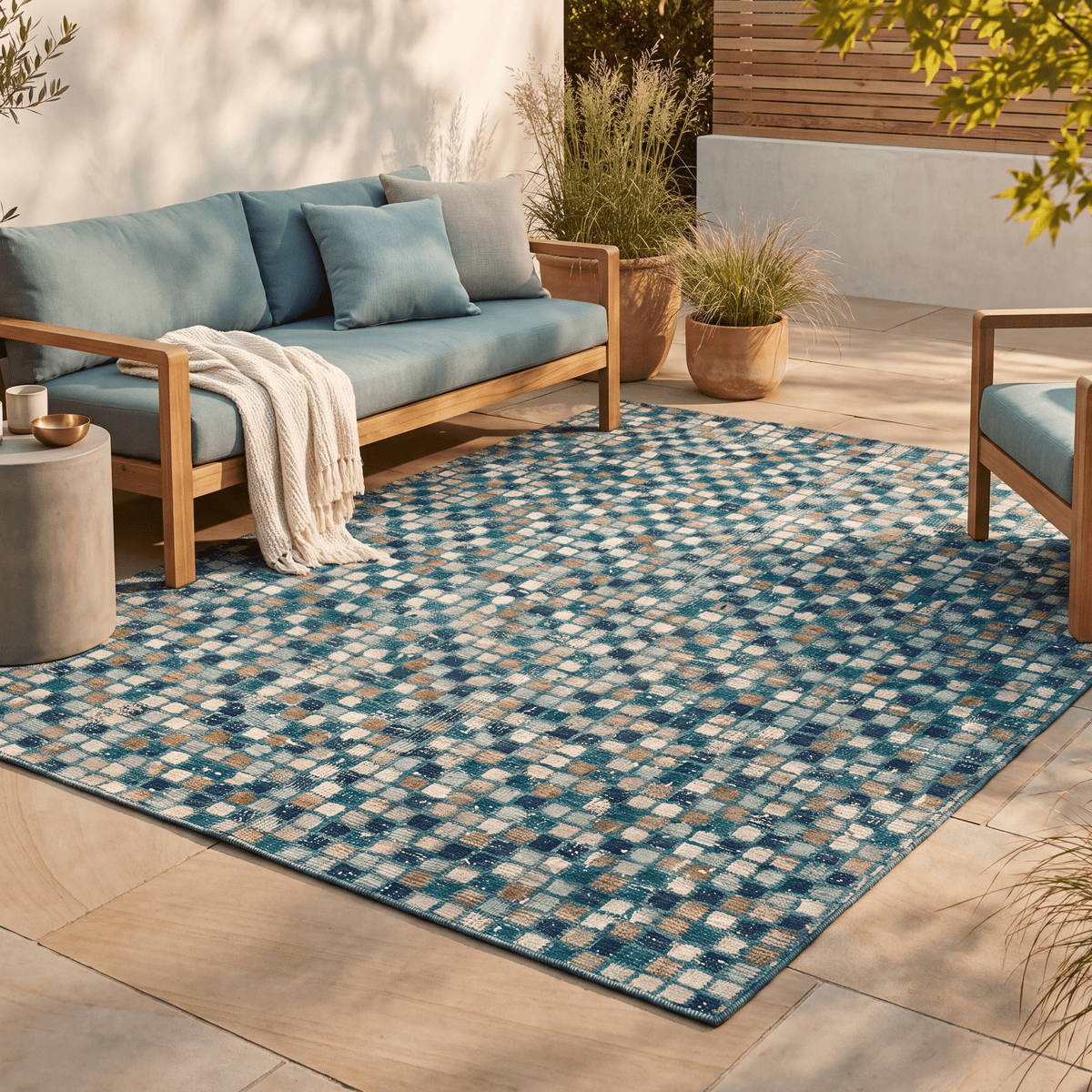 Abbey2 Modern Mosaic Dot Speckled Emerald Teal Washable Indoor Outdoor Rug - RugzellaDigital Print RugRugzellaRugzellaBBB394-RECT-24x47-60x120cmRGZLLA114456Rectangle2' x 3'11" (60x120 cm)RECTANGLE | Abbey2 rectangle outdoor