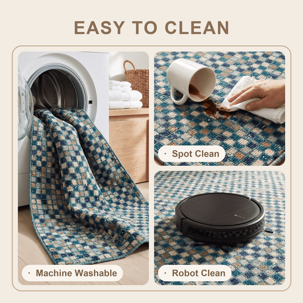 Abbey2 Modern Mosaic Dot Speckled Emerald Teal Washable Indoor Outdoor Rug - RugzellaDigital Print RugRugzellaRugzellaBBB394-RECT-24x47-60x120cmRGZLLA114456Rectangle2' x 3'11" (60x120 cm)SHARED | Abbey2 feature clean