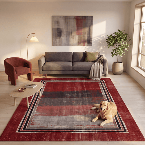 Angelica Modern Brushstroke Stripe Ember Ink Bone Washable Indoor Outdoor Entryway Rug - RugzellaDigital Print RugRugzellaRugzellaBBB489-RECT-24x47-60x120cmRGZLLA147956Rectangle2' x 3'11" (60x120 cm)RECTANGLE | Angelica rectangle livingroom
