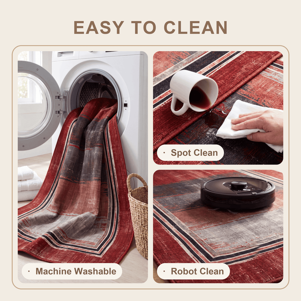 Angelica Modern Brushstroke Stripe Ember Ink Bone Washable Indoor Outdoor Entryway Rug - RugzellaDigital Print RugRugzellaRugzellaBBB489-RECT-24x47-60x120cmRGZLLA147956Rectangle2' x 3'11" (60x120 cm)SHARED | Angelica feature clean