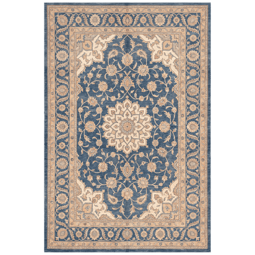 Atoll2 Traditional Medallion Border Navy Cream Faded Washable Indoor Outdoor Entryway Rug - RugzellaDigital Print RugRugzellaRugzellaBBB392-RECT-24x47-60x120cmRGZLLA113786Rectangle2' x 3'11" (60x120 cm)RECTANGLE | HERO | Atoll2 rectangle