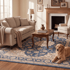 Atoll2 Traditional Medallion Border Navy Cream Faded Washable Indoor Outdoor Entryway Rug - RugzellaDigital Print RugRugzellaRugzellaBBB392-RECT-24x47-60x120cmRGZLLA113786Rectangle2' x 3'11" (60x120 cm)RECTANGLE | Atoll2 rectangle livingroom