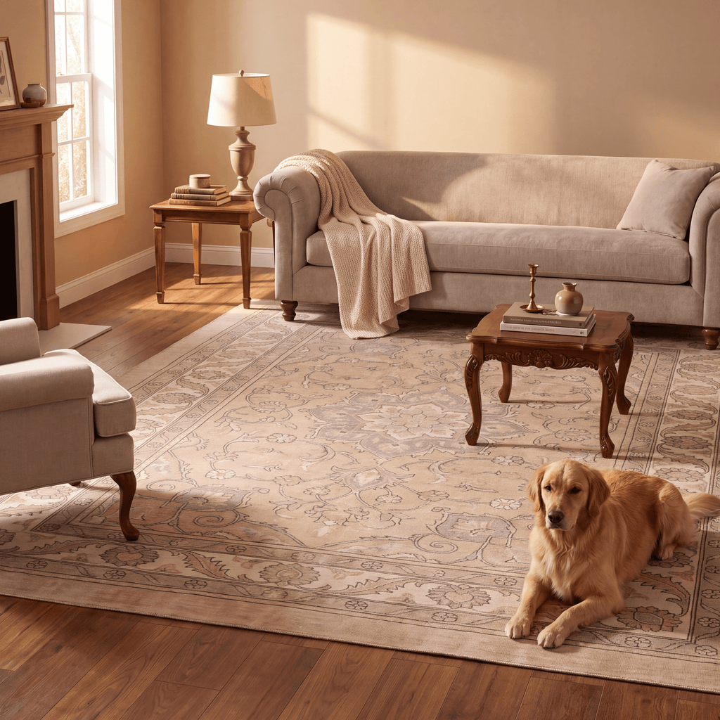Atrium2 Distressed Medallion Traditional Vintage Style Beige Grey Blush Cream Washable Indoor Outdoor Rug - RugzellaDigital Print RugRugzellaRugzellaBBB404-RECT-24x47-60x120cmRGZLLA117136Rectangle2' x 3'11" (60x120 cm)RECTANGLE | Atrium2 rectangle livingroom
