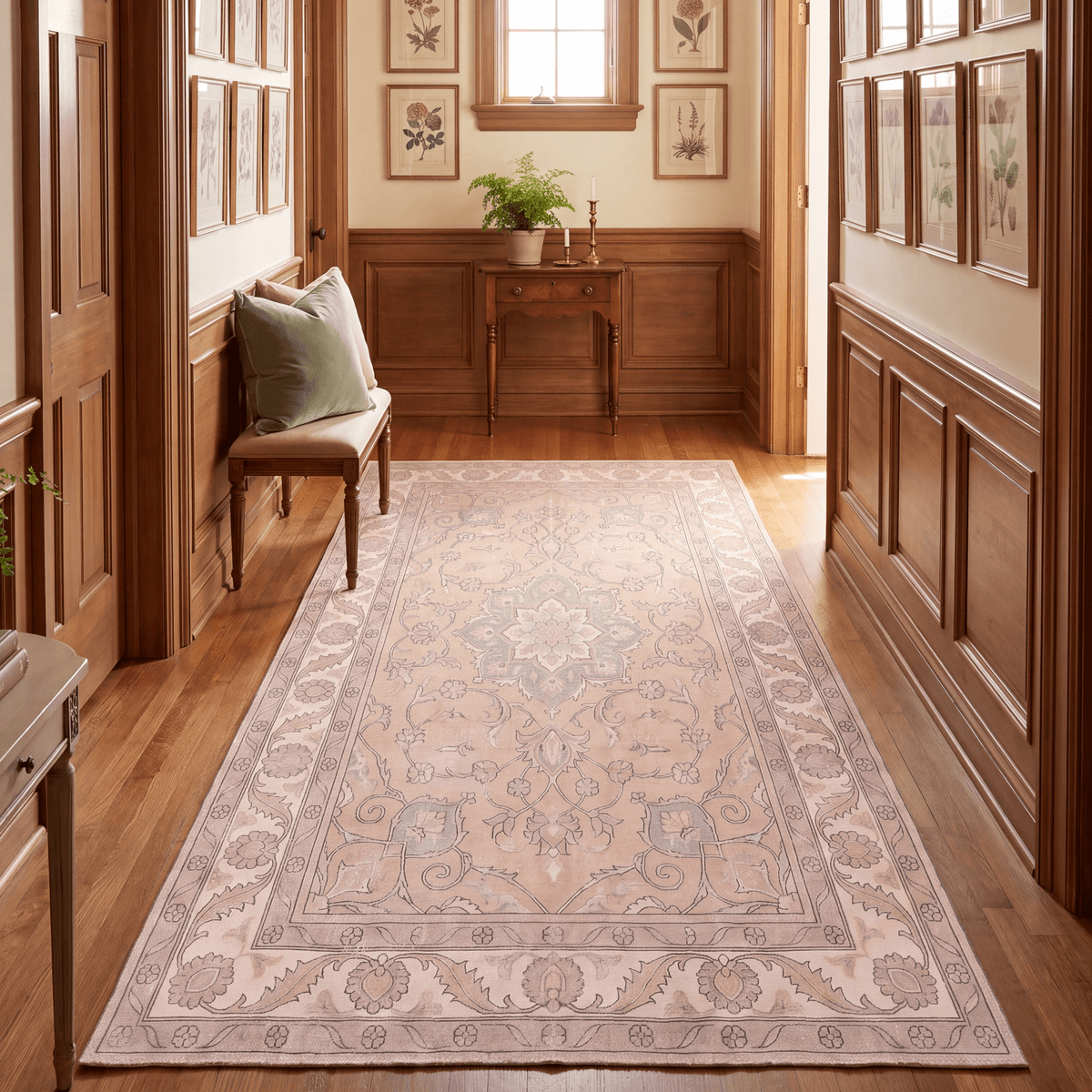 Atrium2 Distressed Medallion Traditional Vintage Style Beige Grey Blush Cream Washable Indoor Outdoor Rug - RugzellaDigital Print RugRugzellaRugzellaBBB404-RECT-24x47-60x120cmRGZLLA117136Rectangle2' x 3'11" (60x120 cm)RUNNER | Atrium2 runner hallway