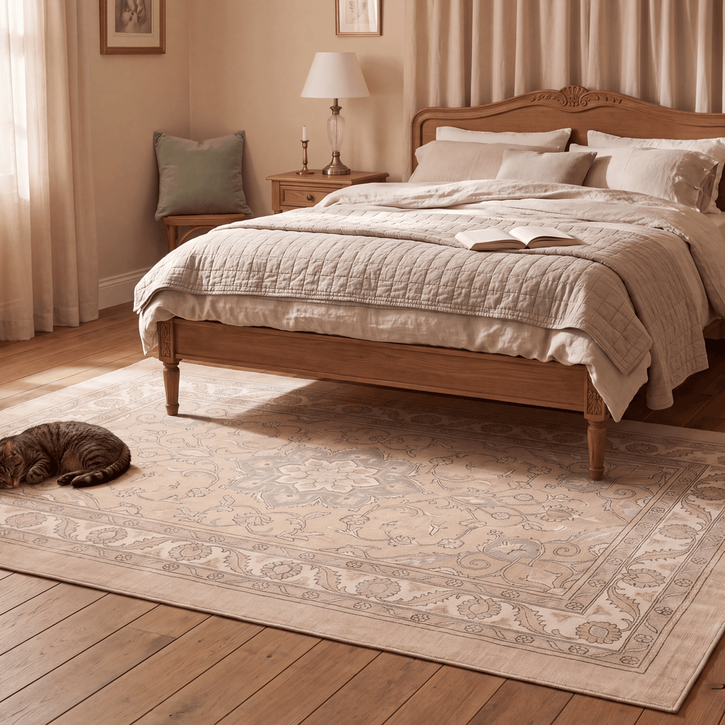 Atrium2 Distressed Medallion Traditional Vintage Style Beige Grey Blush Cream Washable Indoor Outdoor Rug - RugzellaDigital Print RugRugzellaRugzellaBBB404-RECT-24x47-60x120cmRGZLLA117136Rectangle2' x 3'11" (60x120 cm)RECTANGLE | Atrium2 rectangle bedroom