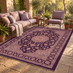 Avens Traditional Overdyed Medallion Aubergine Rose Ivory Washable Indoor Outdoor Entryway Rug - RugzellaDigital Print RugRugzellaRugzellaBBB491-RECT-24x47-60x120cmRGZLLA148626Rectangle2' x 3'11" (60x120 cm)RECTANGLE | Avens rectangle outdoor