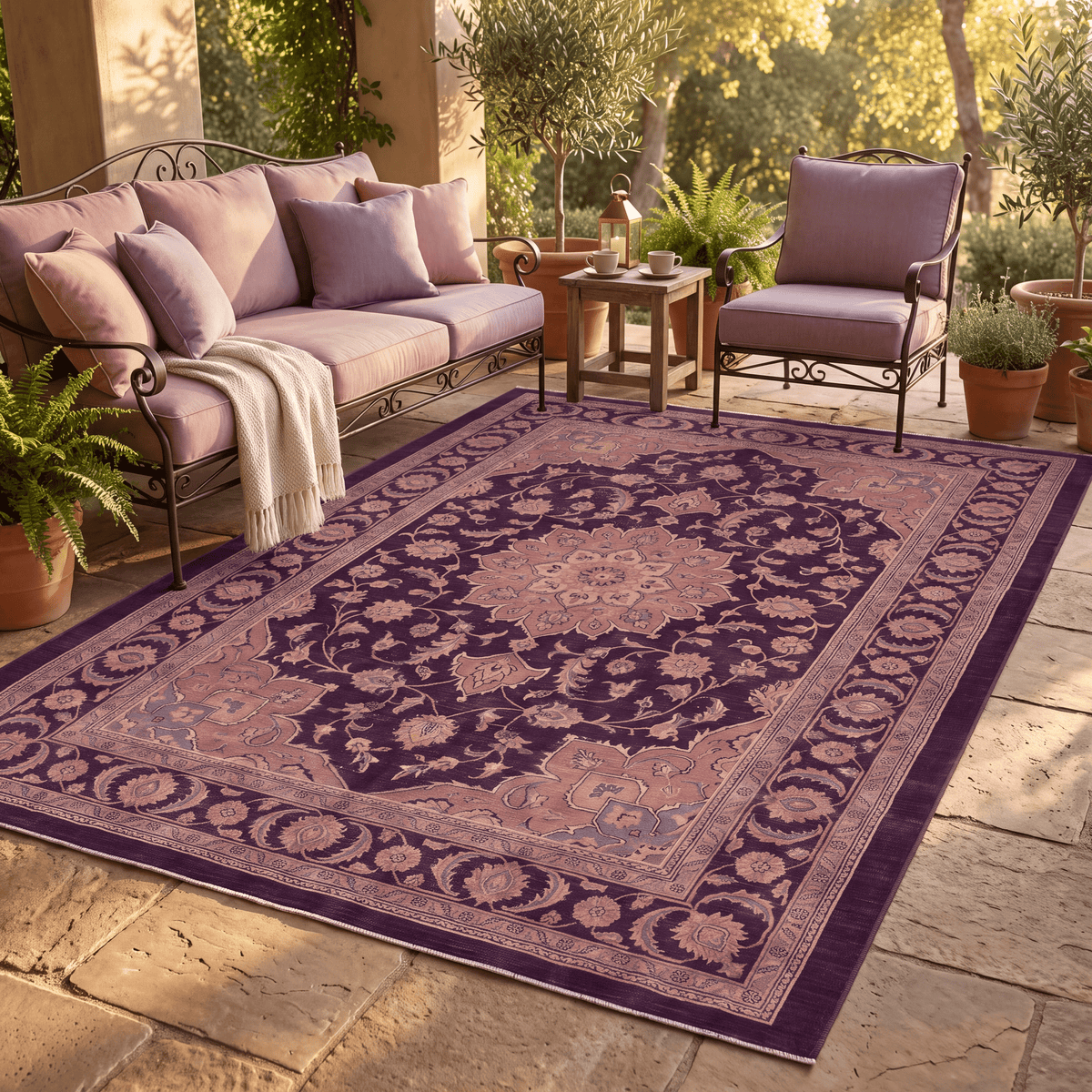 Avens Traditional Overdyed Medallion Aubergine Rose Ivory Washable Indoor Outdoor Entryway Rug - RugzellaDigital Print RugRugzellaRugzellaBBB491-RECT-24x47-60x120cmRGZLLA148626Rectangle2' x 3'11" (60x120 cm)RECTANGLE | Avens rectangle outdoor