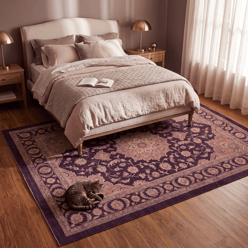 Avens Traditional Overdyed Medallion Aubergine Rose Ivory Washable Indoor Outdoor Entryway Rug - RugzellaDigital Print RugRugzellaRugzellaBBB491-RECT-24x47-60x120cmRGZLLA148626Rectangle2' x 3'11" (60x120 cm)RECTANGLE | Avens rectangle bedroom