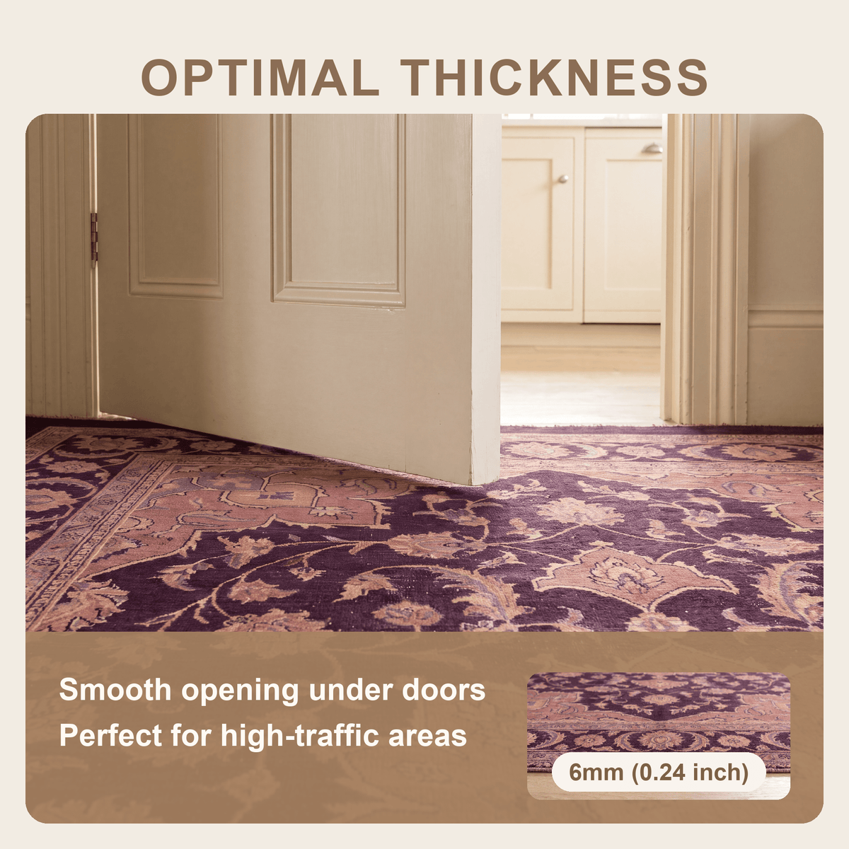Avens Traditional Overdyed Medallion Aubergine Rose Ivory Washable Indoor Outdoor Entryway Rug - RugzellaDigital Print RugRugzellaRugzellaBBB491-RECT-24x47-60x120cmRGZLLA148626Rectangle2' x 3'11" (60x120 cm)SHARED | Avens feature thickness