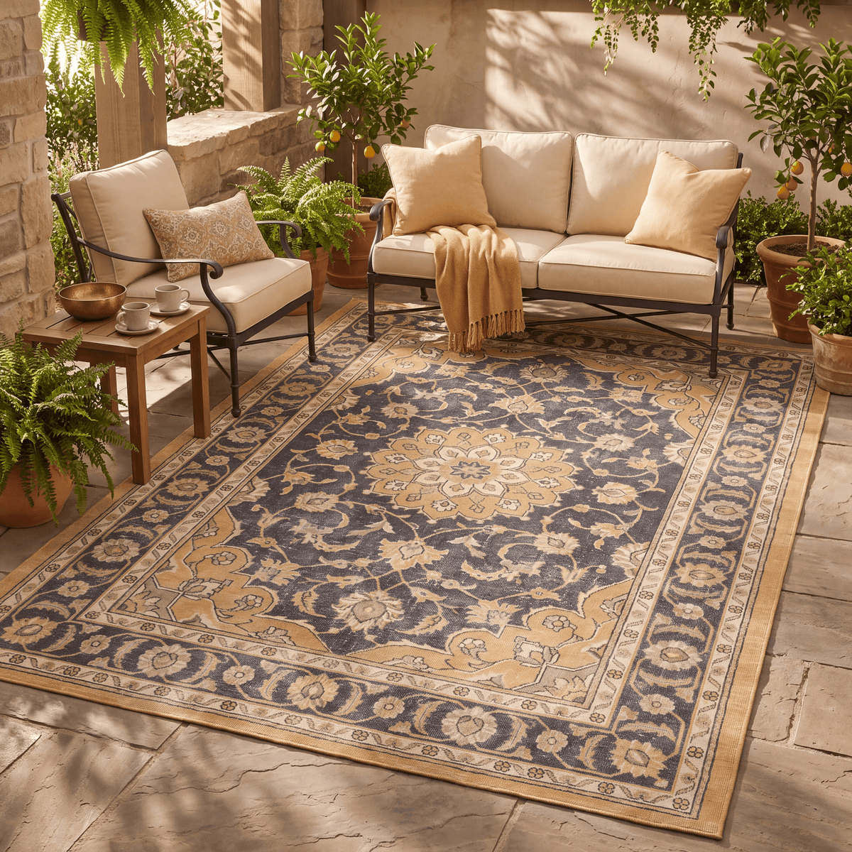 Barberry Distressed Medallion Traditional Mustard Charcoal Ivory Washable Indoor Outdoor Entryway Rug - RugzellaDigital Print RugRugzellaRugzellaBBB493-RECT-24x47-60x120cmRGZLLA149296Rectangle2' x 3'11" (60x120 cm)RECTANGLE | Barberry rectangle outdoor
