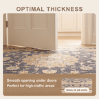 Barberry Distressed Medallion Traditional Mustard Charcoal Ivory Washable Indoor Outdoor Entryway Rug - RugzellaDigital Print RugRugzellaRugzellaBBB493-RECT-24x47-60x120cmRGZLLA149296Rectangle2' x 3'11" (60x120 cm)SHARED | Barberry feature thickness