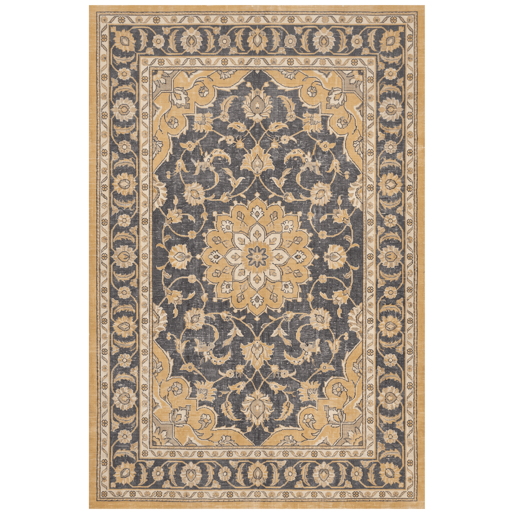 Barberry Distressed Medallion Traditional Mustard Charcoal Ivory Washable Indoor Outdoor Entryway Rug - RugzellaDigital Print RugRugzellaRugzellaBBB493-RECT-24x47-60x120cmRGZLLA149296Rectangle2' x 3'11" (60x120 cm)RECTANGLE | HERO | Barberry rectangle