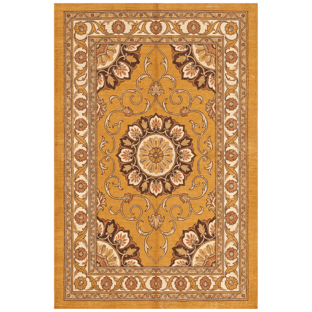Bayleaf Traditional Medallion Border Persian Style Saffron Gold Ivory Washable Indoor Outdoor Entryway Rug - RugzellaDigital Print RugRugzellaRugzellaBBB494-RECT-24x47-60x120cmRGZLLA149631Rectangle2' x 3'11" (60x120 cm)RECTANGLE | HERO | Bayleaf rectangle