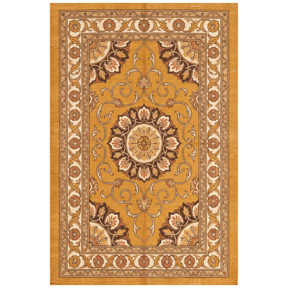 Bayleaf Traditional Medallion Border Persian Style Saffron Gold Ivory Washable Indoor Outdoor Entryway Rug - RugzellaDigital Print RugRugzellaRugzellaBBB494-RECT-24x47-60x120cmRGZLLA149631Rectangle2' x 3'11" (60x120 cm)RECTANGLE | HERO | Bayleaf rectangle