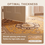 Bayleaf Traditional Medallion Border Persian Style Saffron Gold Ivory Washable Indoor Outdoor Entryway Rug - RugzellaDigital Print RugRugzellaRugzellaBBB494-RECT-24x47-60x120cmRGZLLA149631Rectangle2' x 3'11" (60x120 cm)SHARED | Bayleaf feature thickness