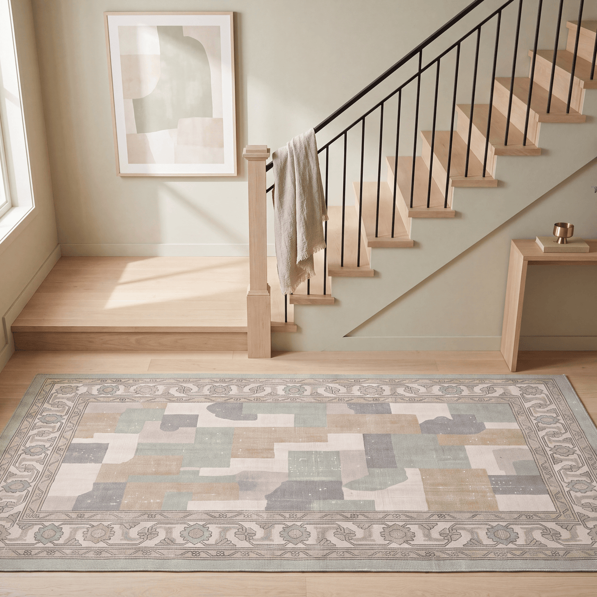 Bazaar2 Modern Mosaic Dot Speckled Sage Green Beige Washable Indoor Outdoor Rug - RugzellaDigital Print RugRugzellaRugzellaBBB397-RECT-24x47-60x120cmRGZLLA115461Rectangle2' x 3'11" (60x120 cm)RUNNER | Bazaar2 runner staircase
