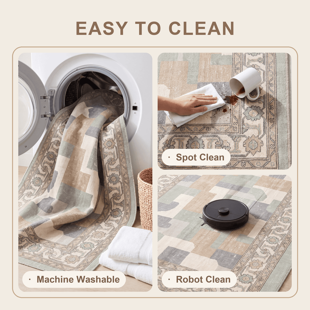 Bazaar2 Modern Mosaic Dot Speckled Sage Green Beige Washable Indoor Outdoor Rug - RugzellaDigital Print RugRugzellaRugzellaBBB397-RECT-24x47-60x120cmRGZLLA115461Rectangle2' x 3'11" (60x120 cm)SHARED | Bazaar2 feature clean
