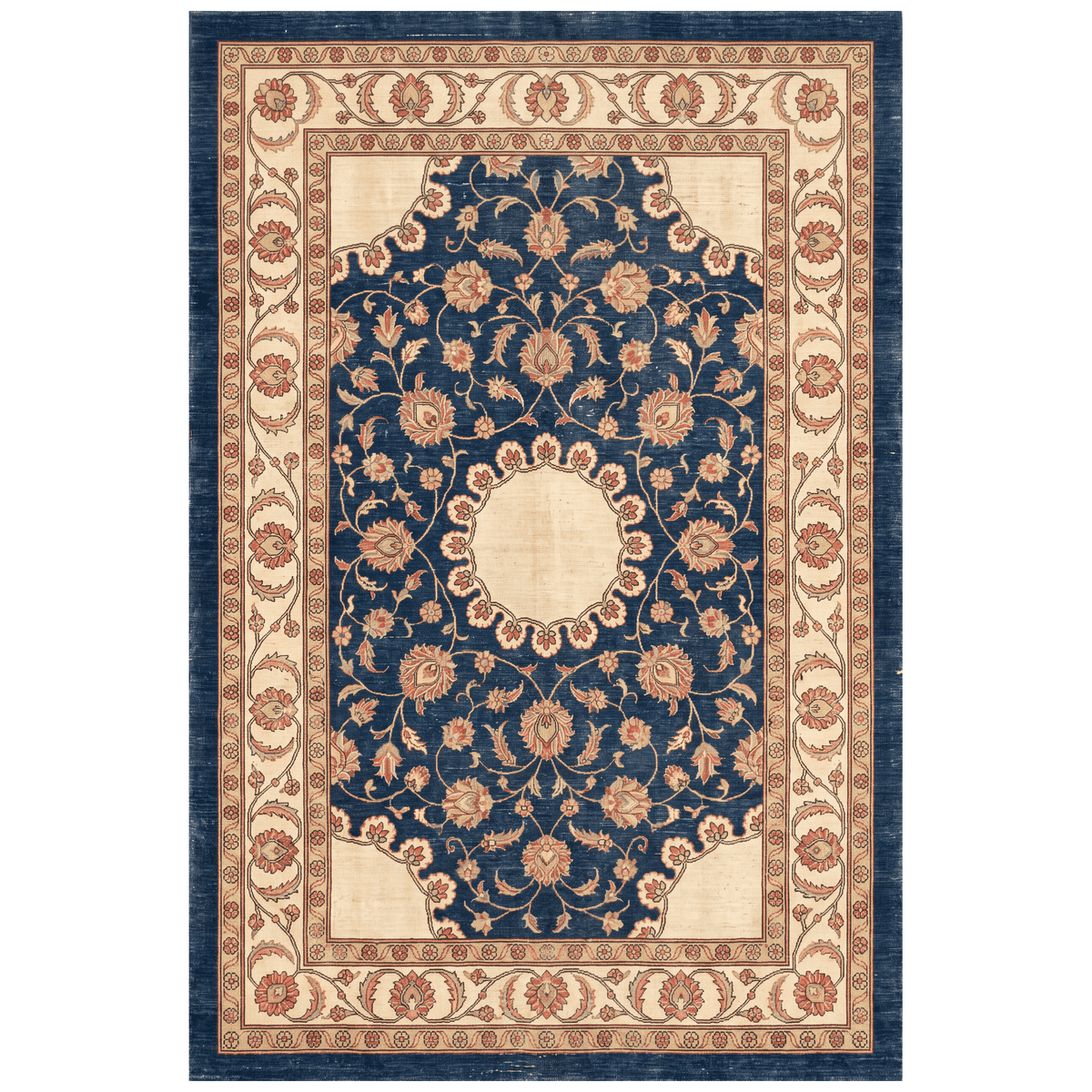Beacon2 Traditional Medallion Border Persian Style Indigo Ivory Red Washable Indoor Outdoor Entryway Rug - RugzellaDigital Print RugRugzellaRugzellaBBB384-RECT-24x47-60x120cmRGZLLA111776Rectangle2' x 3'11" (60x120 cm)RECTANGLE | HERO | Beacon2 rectangle