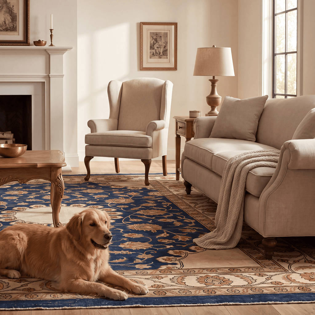 Beacon2 Traditional Medallion Border Persian Style Indigo Ivory Red Washable Indoor Outdoor Entryway Rug - RugzellaDigital Print RugRugzellaRugzellaBBB384-RECT-24x47-60x120cmRGZLLA111776Rectangle2' x 3'11" (60x120 cm)RECTANGLE | Beacon2 rectangle livingroom