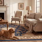 Beacon2 Traditional Medallion Border Persian Style Indigo Ivory Red Washable Indoor Outdoor Entryway Rug - RugzellaDigital Print RugRugzellaRugzellaBBB384-RECT-24x47-60x120cmRGZLLA111776Rectangle2' x 3'11" (60x120 cm)RECTANGLE | Beacon2 rectangle livingroom