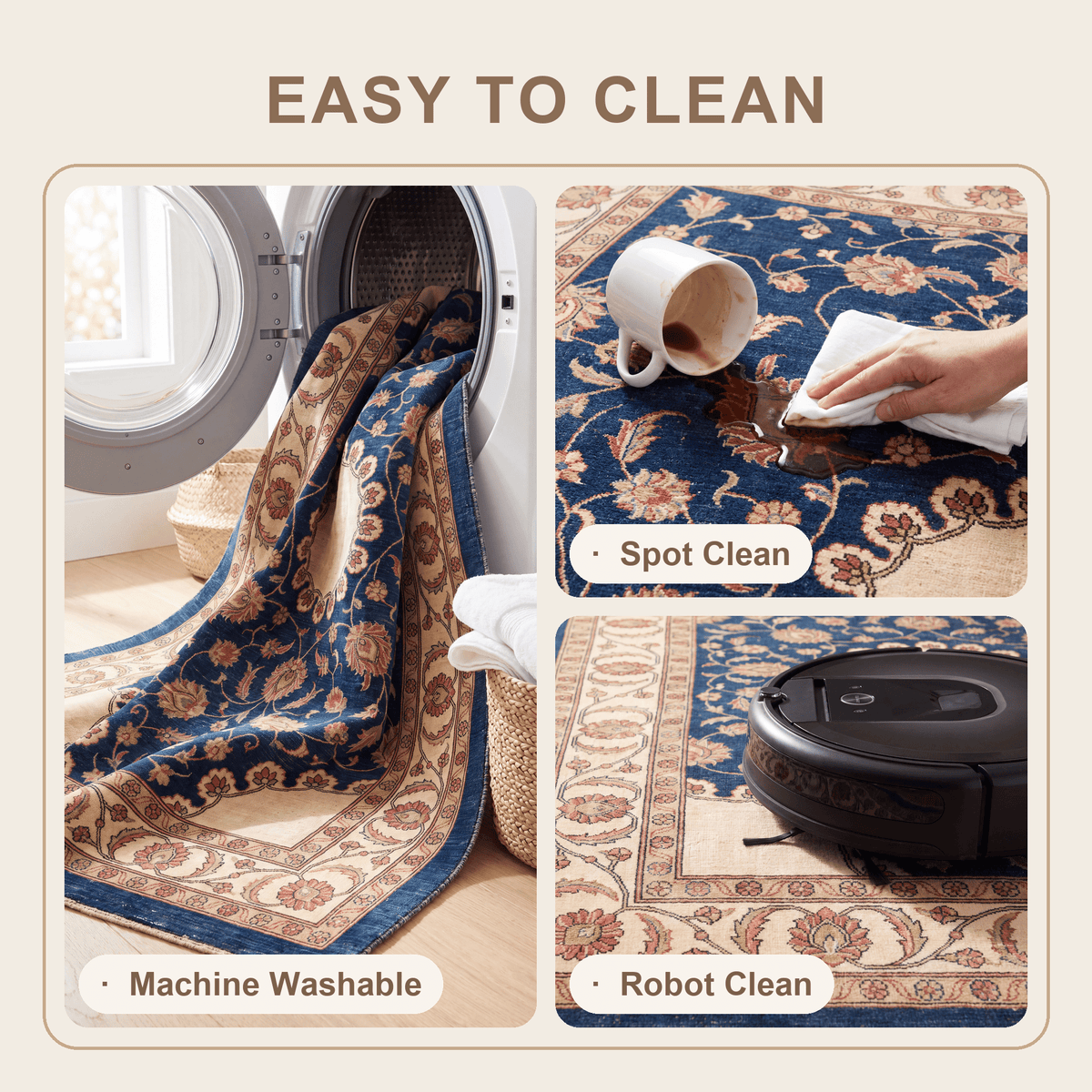 Beacon2 Traditional Medallion Border Persian Style Indigo Ivory Red Washable Indoor Outdoor Entryway Rug - RugzellaDigital Print RugRugzellaRugzellaBBB384-RECT-24x47-60x120cmRGZLLA111776Rectangle2' x 3'11" (60x120 cm)SHARED | Beacon2 feature clean