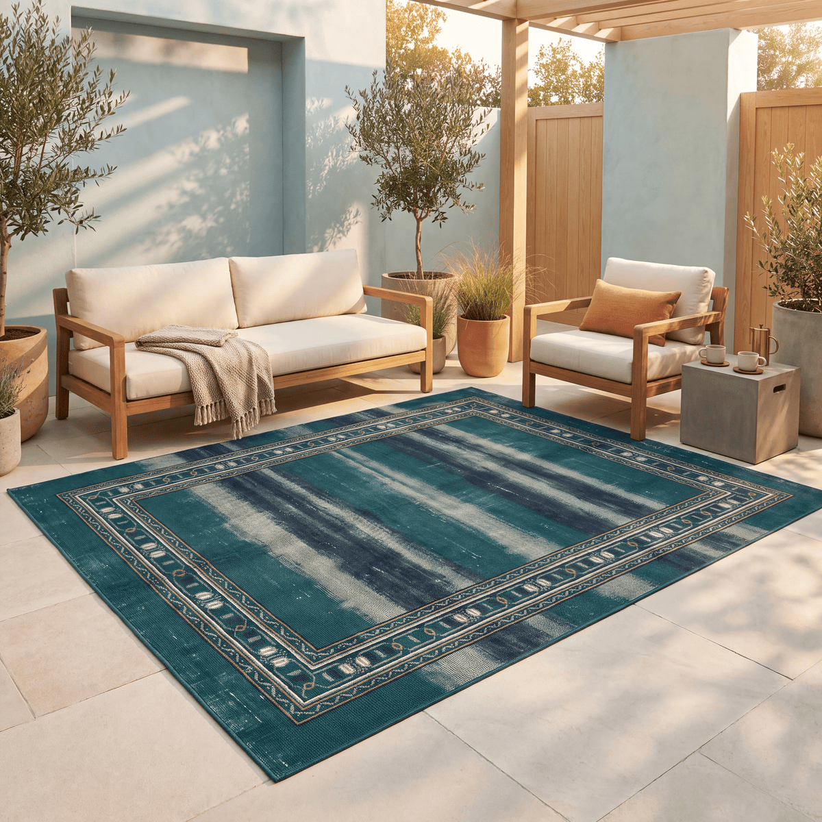 Bedstraw Modern Minimalist Border Emerald Teal Ink Abrash Washable Indoor Outdoor Entryway Rug - RugzellaDigital Print RugRugzellaRugzellaBBB495-RECT-24x47-60x120cmRGZLLA149966Rectangle2' x 3'11" (60x120 cm)RECTANGLE | Bedstraw rectangle outdoor