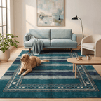 Bedstraw Modern Minimalist Border Emerald Teal Ink Abrash Washable Indoor Outdoor Entryway Rug - RugzellaDigital Print RugRugzellaRugzellaBBB495-RECT-24x47-60x120cmRGZLLA149966Rectangle2' x 3'11" (60x120 cm)RECTANGLE | Bedstraw rectangle livingroom
