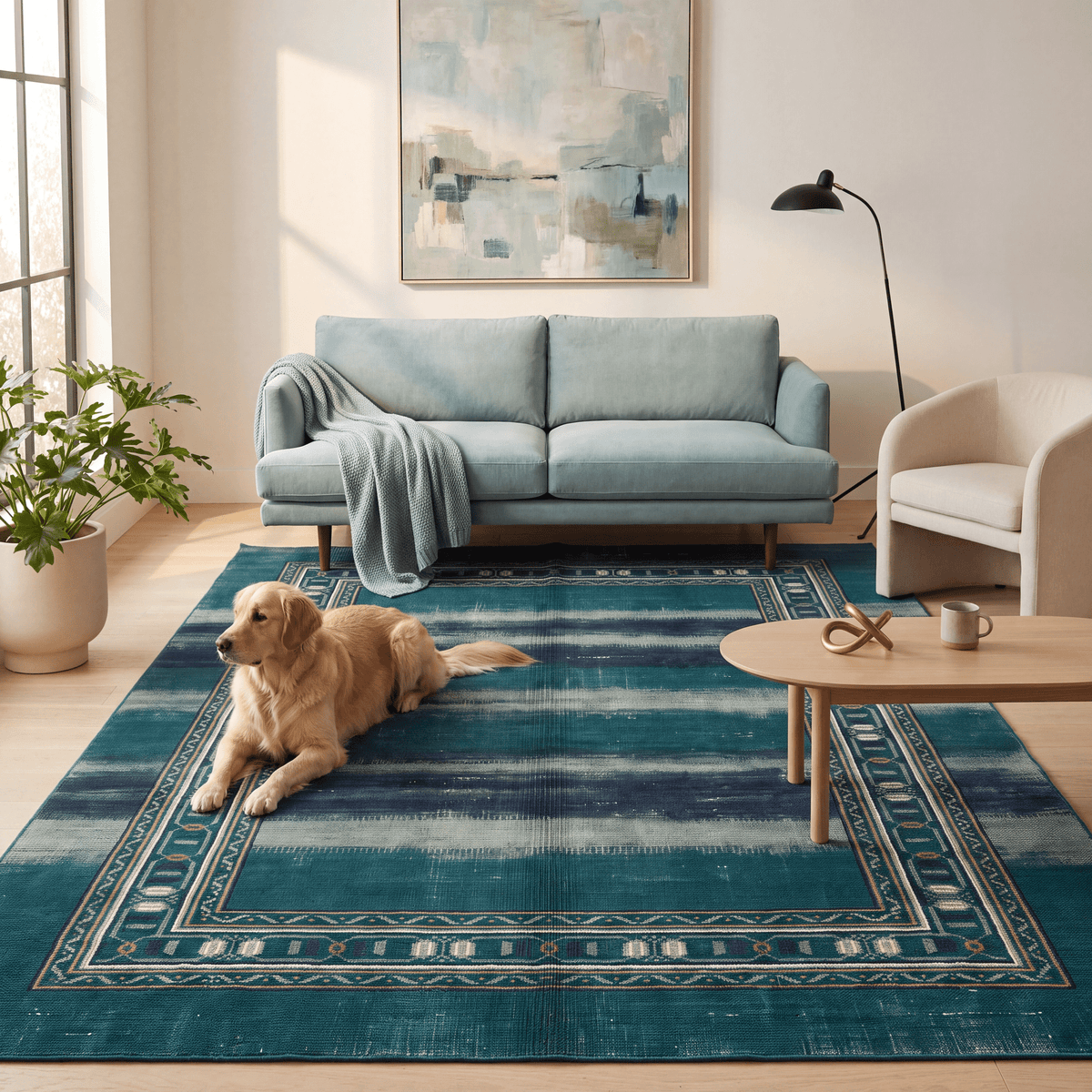 Bedstraw Modern Minimalist Border Emerald Teal Ink Abrash Washable Indoor Outdoor Entryway Rug - RugzellaDigital Print RugRugzellaRugzellaBBB495-RECT-24x47-60x120cmRGZLLA149966Rectangle2' x 3'11" (60x120 cm)RECTANGLE | Bedstraw rectangle livingroom