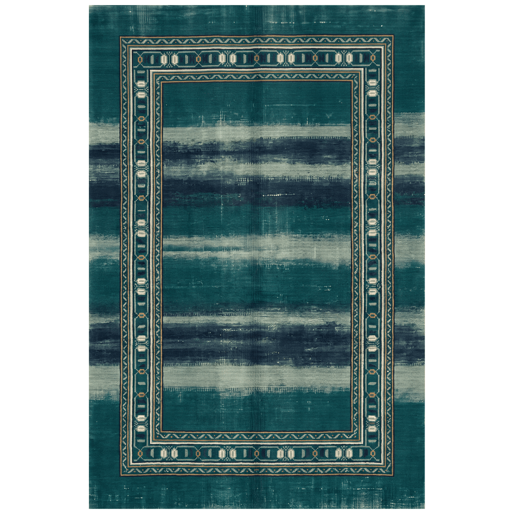 Bedstraw Modern Minimalist Border Emerald Teal Ink Abrash Washable Indoor Outdoor Entryway Rug - RugzellaDigital Print RugRugzellaRugzellaBBB495-RECT-24x47-60x120cmRGZLLA149966Rectangle2' x 3'11" (60x120 cm)RECTANGLE | HERO | Bedstraw rectangle