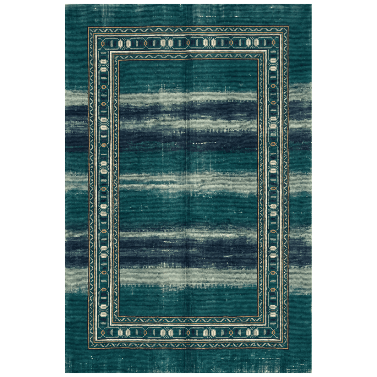 Bedstraw Modern Minimalist Border Emerald Teal Ink Abrash Washable Indoor Outdoor Entryway Rug - RugzellaDigital Print RugRugzellaRugzellaBBB495-RECT-24x47-60x120cmRGZLLA149966Rectangle2' x 3'11" (60x120 cm)RECTANGLE | HERO | Bedstraw rectangle