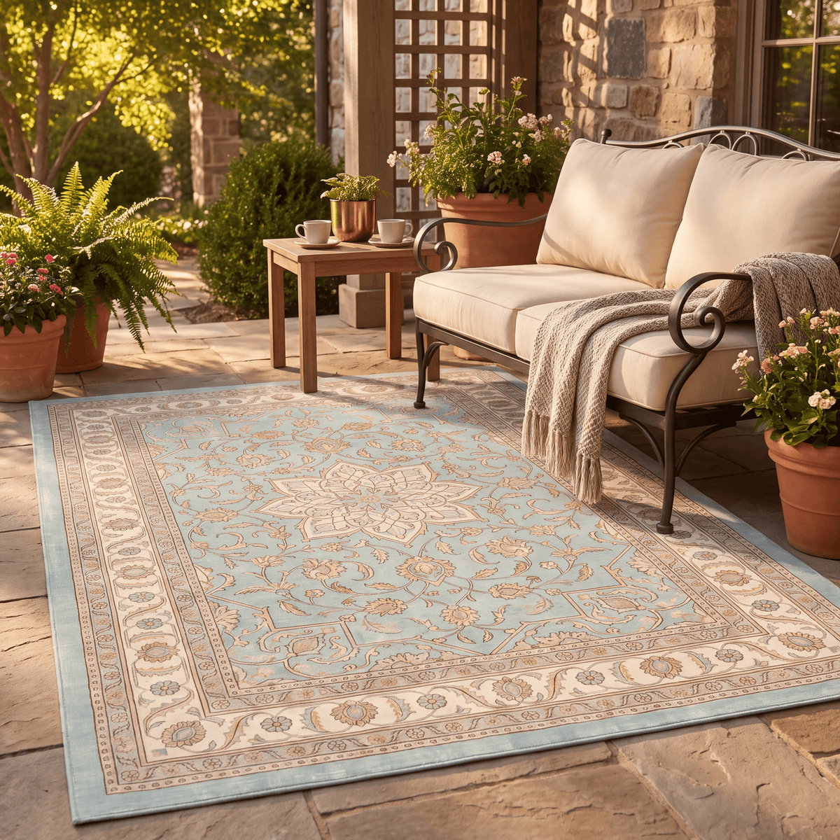 Beechnut Traditional Medallion Border Teal Ivory Rust Washable Indoor Outdoor Entryway Rug - RugzellaDigital Print RugRugzellaRugzellaBBB496-RECT-24x47-60x120cmRGZLLA150301Rectangle2' x 3'11" (60x120 cm)RECTANGLE | Beechnut rectangle outdoor
