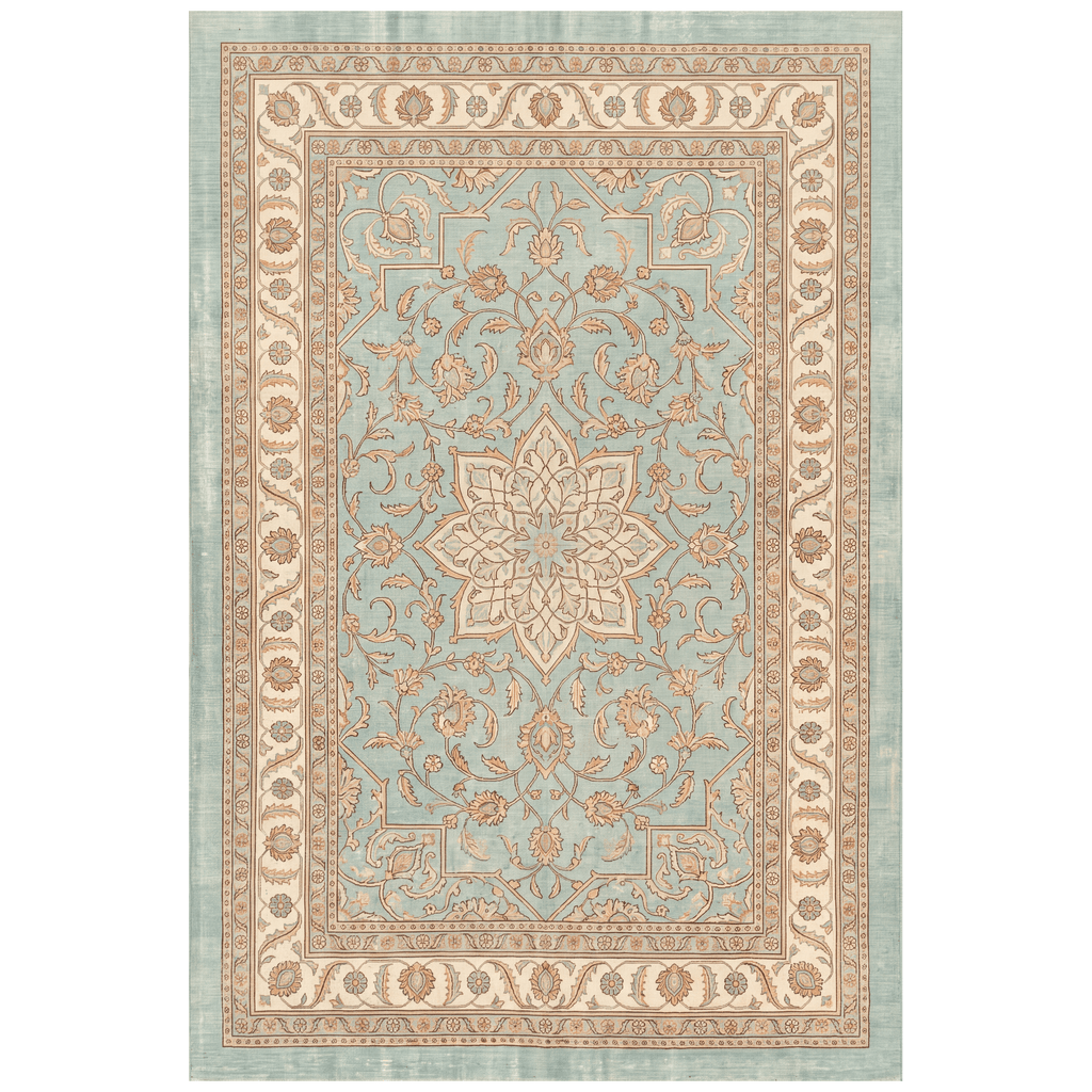 Beechnut Traditional Medallion Border Teal Ivory Rust Washable Indoor Outdoor Entryway Rug - RugzellaDigital Print RugRugzellaRugzellaBBB496-RECT-24x47-60x120cmRGZLLA150301Rectangle2' x 3'11" (60x120 cm)RECTANGLE | HERO | Beechnut rectangle