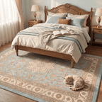 Beechnut Traditional Medallion Border Teal Ivory Rust Washable Indoor Outdoor Entryway Rug - RugzellaDigital Print RugRugzellaRugzellaBBB496-RECT-24x47-60x120cmRGZLLA150301Rectangle2' x 3'11" (60x120 cm)RECTANGLE | Beechnut rectangle bedroom