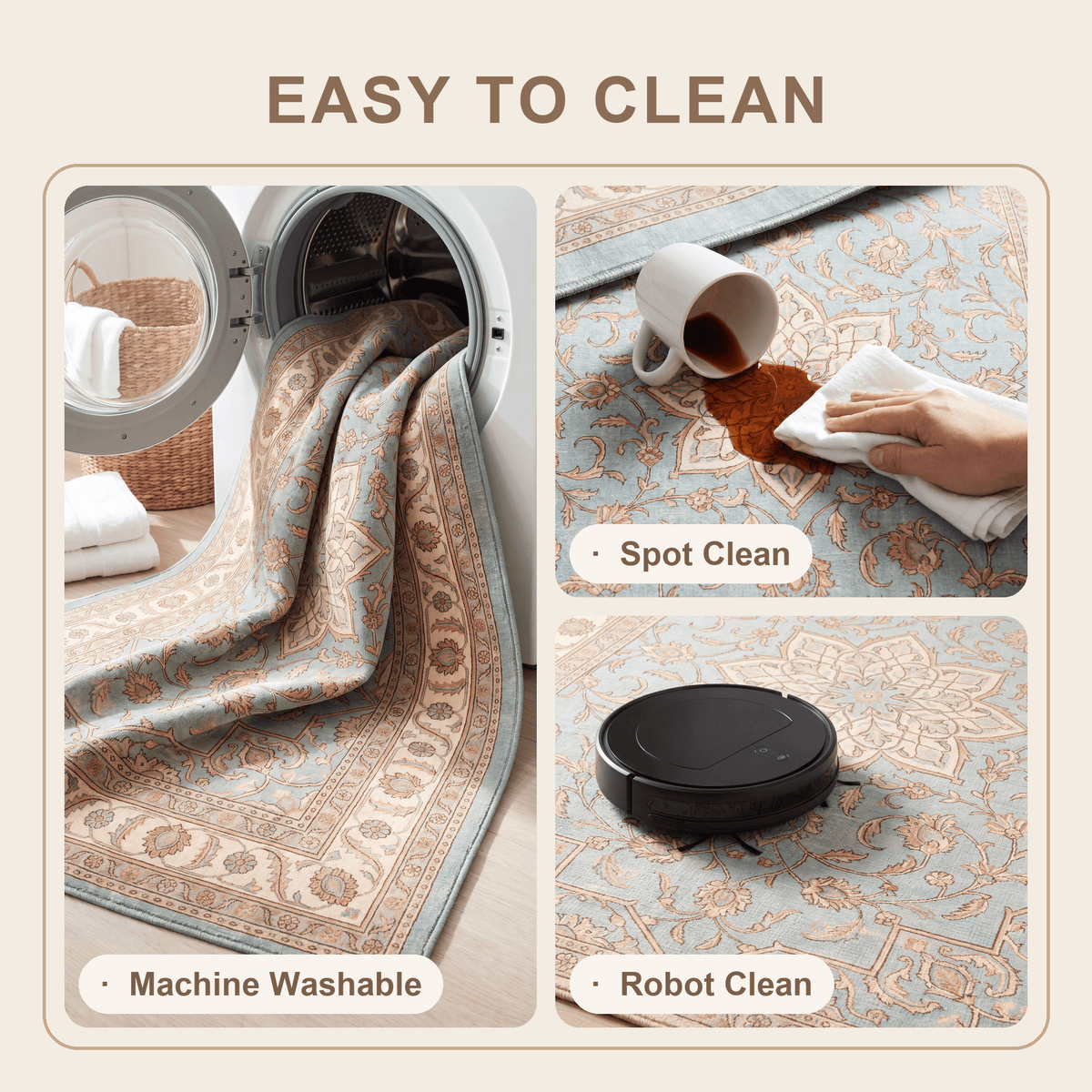 Beechnut Traditional Medallion Border Teal Ivory Rust Washable Indoor Outdoor Entryway Rug - RugzellaDigital Print RugRugzellaRugzellaBBB496-RECT-24x47-60x120cmRGZLLA150301Rectangle2' x 3'11" (60x120 cm)SHARED | Beechnut feature clean