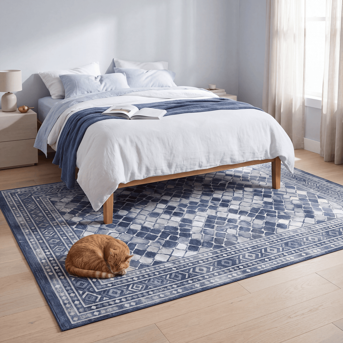 Bellflower Modern Speckled Mosaic Dot Indigo Blue Storm Gray Chalk White Washable Indoor Outdoor Entryway Rug - RugzellaDigital Print RugRugzellaRugzellaBBB497-RECT-24x47-60x120cmRGZLLA150636Rectangle2' x 3'11" (60x120 cm)RECTANGLE | Bellflower rectangle bedroom
