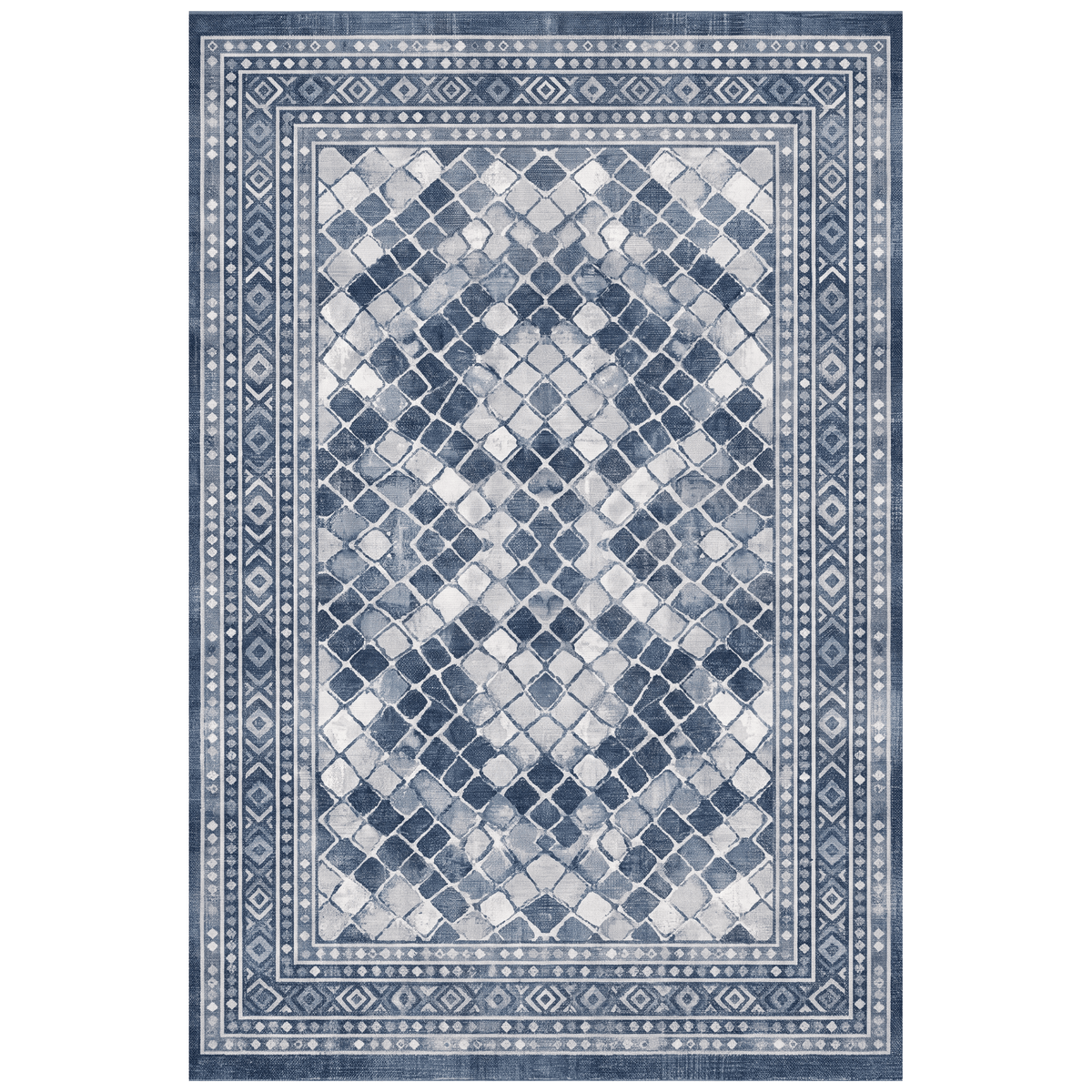 Bellflower Modern Speckled Mosaic Dot Indigo Blue Storm Gray Chalk White Washable Indoor Outdoor Entryway Rug - RugzellaDigital Print RugRugzellaRugzellaBBB497-RECT-24x47-60x120cmRGZLLA150636Rectangle2' x 3'11" (60x120 cm)RECTANGLE | HERO | Bellflower rectangle