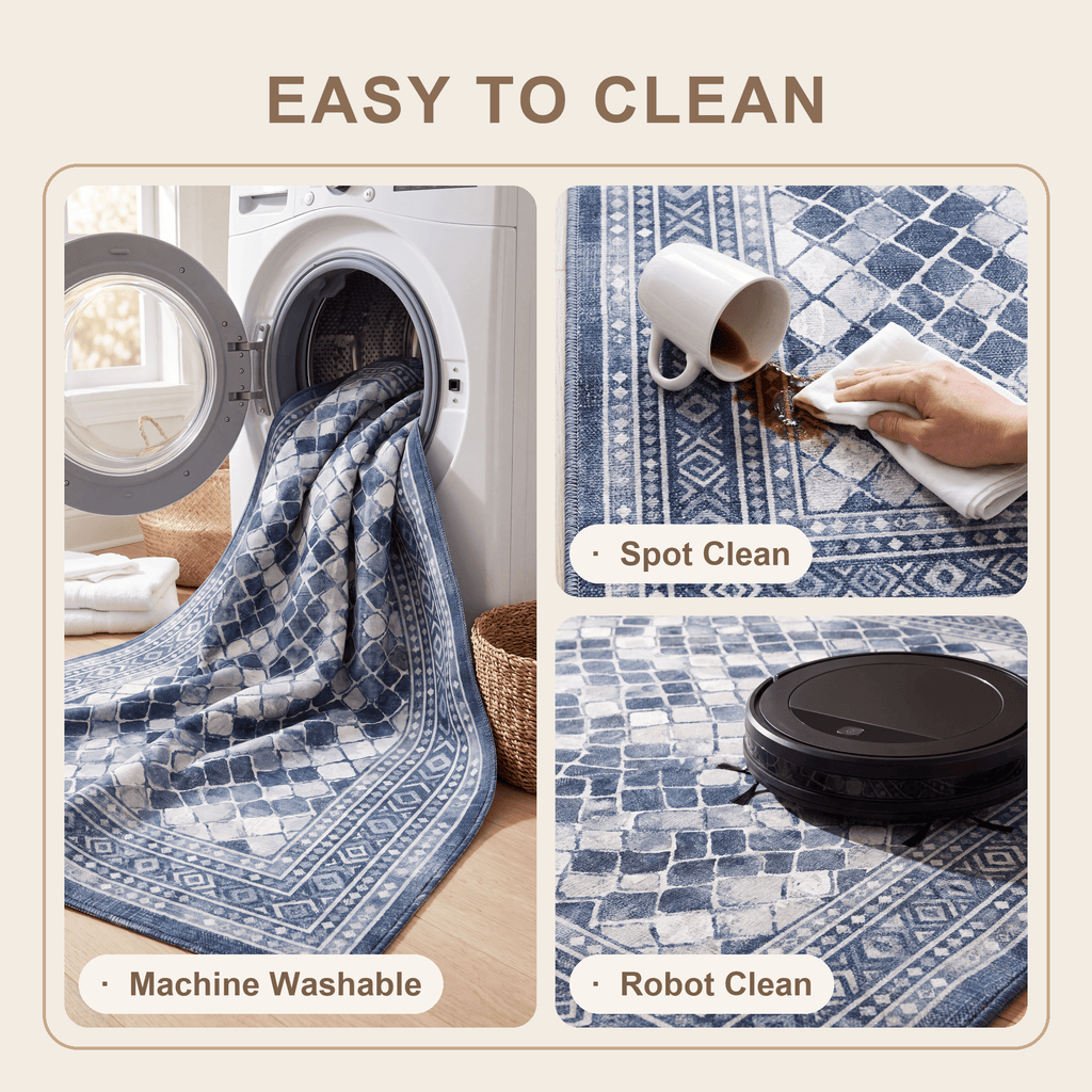 Bellflower Modern Speckled Mosaic Dot Indigo Blue Storm Gray Chalk White Washable Indoor Outdoor Entryway Rug - RugzellaDigital Print RugRugzellaRugzellaBBB497-RECT-24x47-60x120cmRGZLLA150636Rectangle2' x 3'11" (60x120 cm)SHARED | Bellflower feature clean