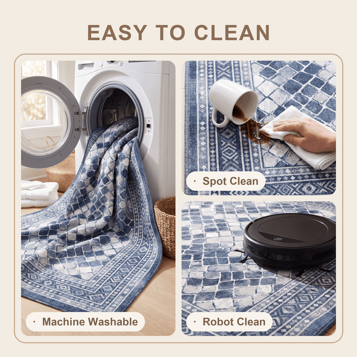 Bellflower Modern Speckled Mosaic Dot Indigo Blue Storm Gray Chalk White Washable Indoor Outdoor Entryway Rug - RugzellaDigital Print RugRugzellaRugzellaBBB497-RECT-24x47-60x120cmRGZLLA150636Rectangle2' x 3'11" (60x120 cm)SHARED | Bellflower feature clean