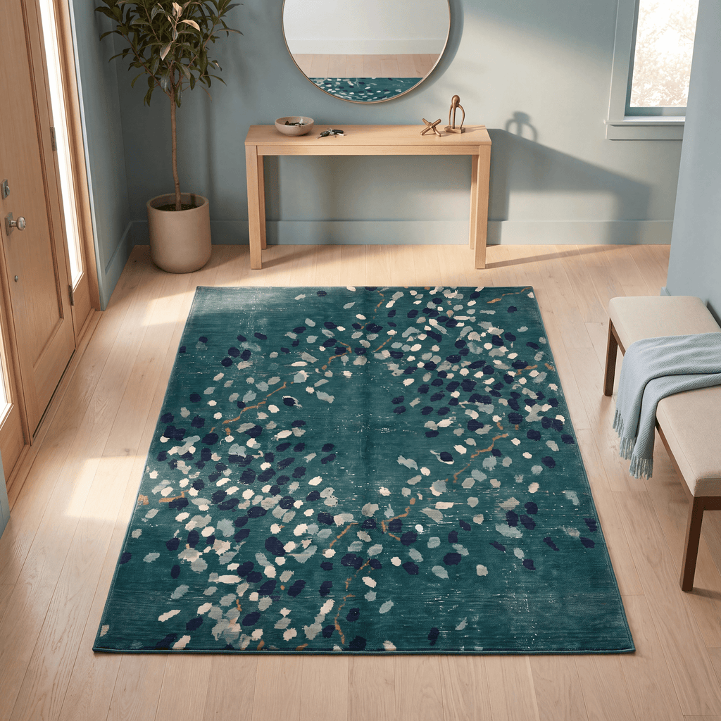 Bindweed Modern Speckled Mosaic Dot Emerald Teal Ink Washable Indoor Outdoor Entryway Rug - RugzellaDigital Print RugRugzellaRugzellaBBB498-RECT-24x47-60x120cmRGZLLA150971Rectangle2' x 3'11" (60x120 cm)RECTANGLE | Bindweed rectangle entryway