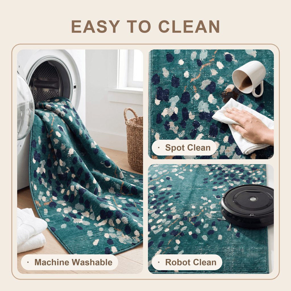 Bindweed Modern Speckled Mosaic Dot Emerald Teal Ink Washable Indoor Outdoor Entryway Rug - RugzellaDigital Print RugRugzellaRugzellaBBB498-RECT-24x47-60x120cmRGZLLA150971Rectangle2' x 3'11" (60x120 cm)SHARED | Bindweed feature clean
