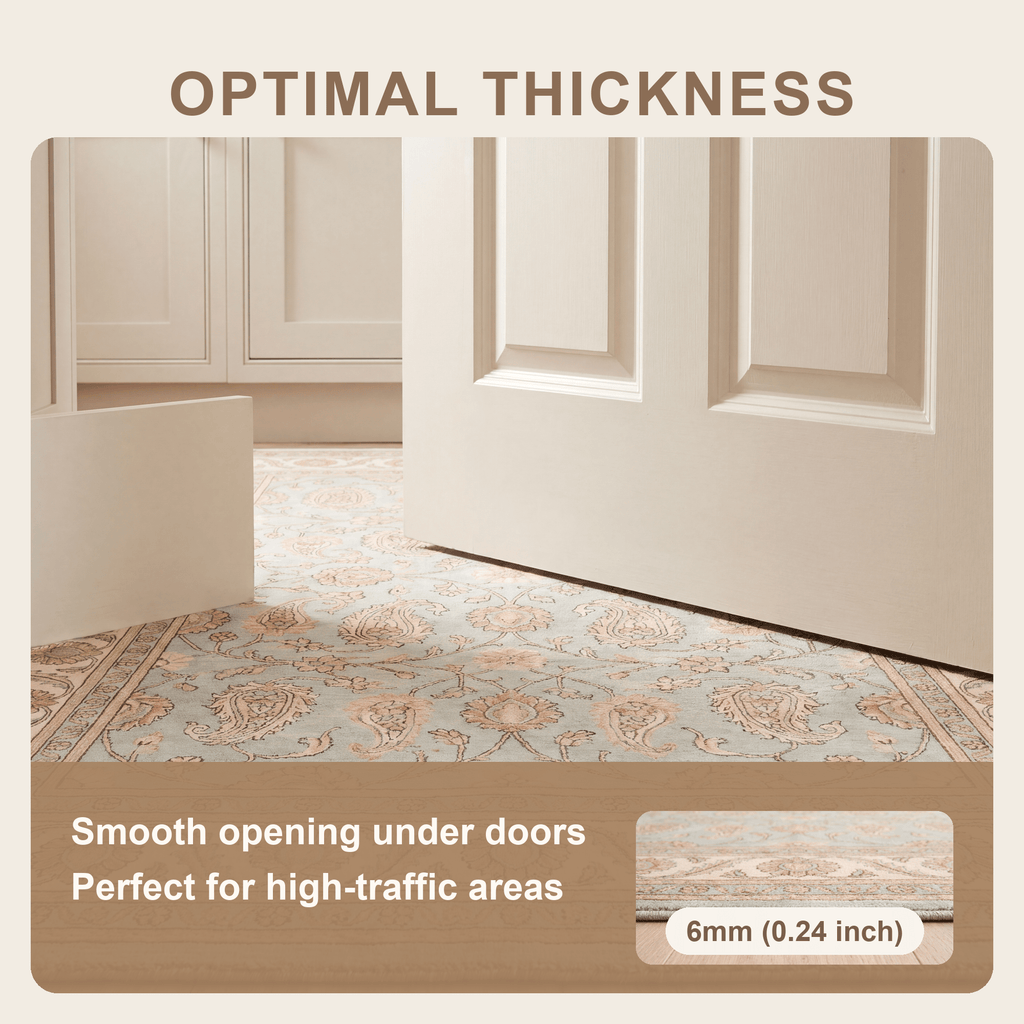 Bittercress Traditional All Over Floral Border Teal Ivory Rust Washable Indoor Outdoor Entryway Rug - RugzellaDigital Print RugRugzellaRugzellaBBB500-RECT-24x47-60x120cmRGZLLA151641Rectangle2' x 3'11" (60x120 cm)SHARED | Bittercress feature thickness