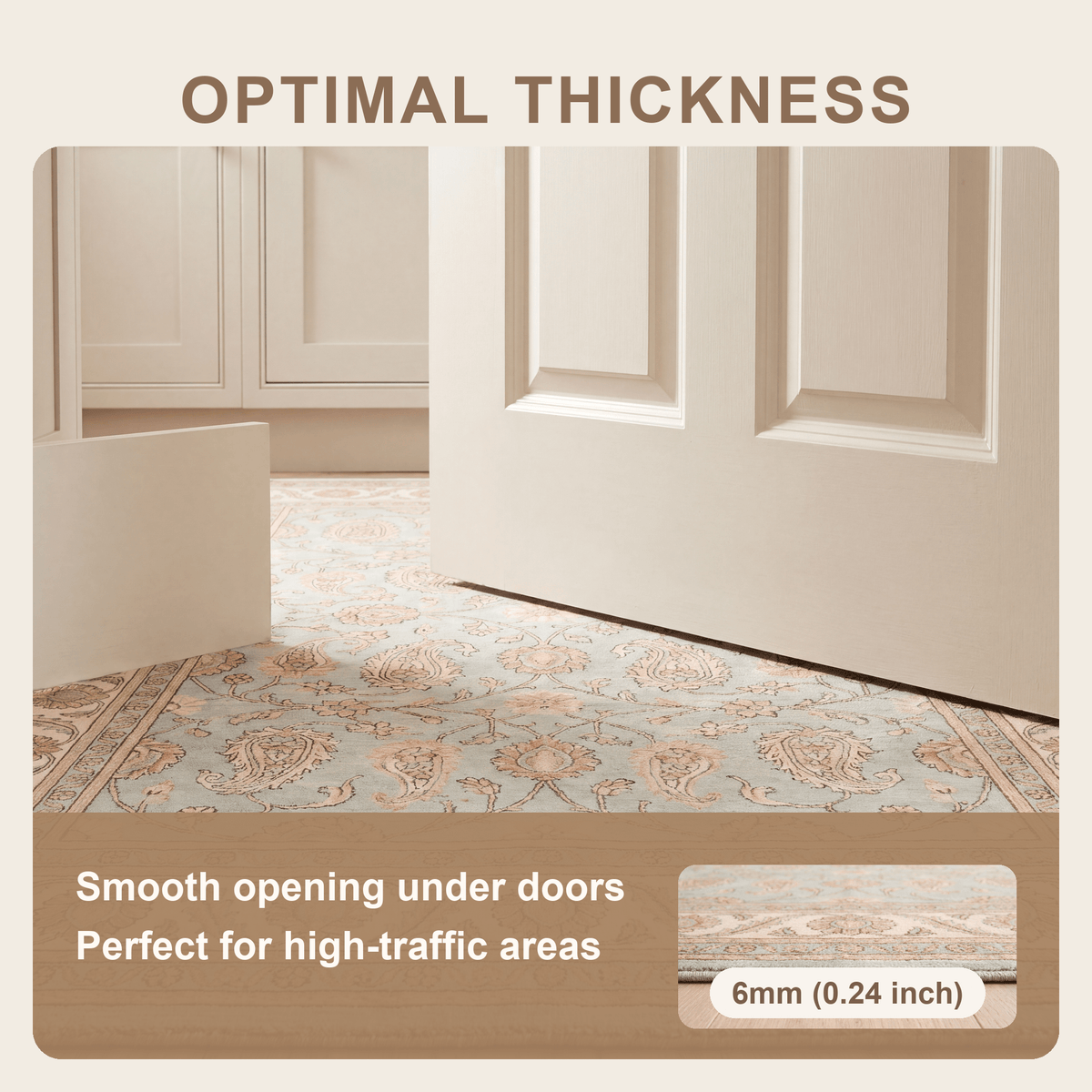 Bittercress Traditional All Over Floral Border Teal Ivory Rust Washable Indoor Outdoor Entryway Rug - RugzellaDigital Print RugRugzellaRugzellaBBB500-RECT-24x47-60x120cmRGZLLA151641Rectangle2' x 3'11" (60x120 cm)SHARED | Bittercress feature thickness