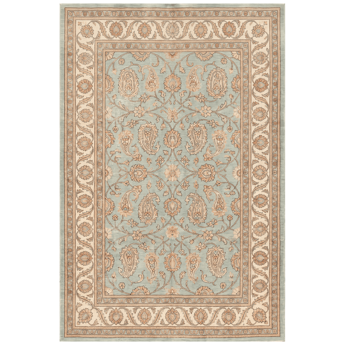 Bittercress Traditional All Over Floral Border Teal Ivory Rust Washable Indoor Outdoor Entryway Rug - RugzellaDigital Print RugRugzellaRugzellaBBB500-RECT-24x47-60x120cmRGZLLA151641Rectangle2' x 3'11" (60x120 cm)RECTANGLE | HERO | Bittercress rectangle