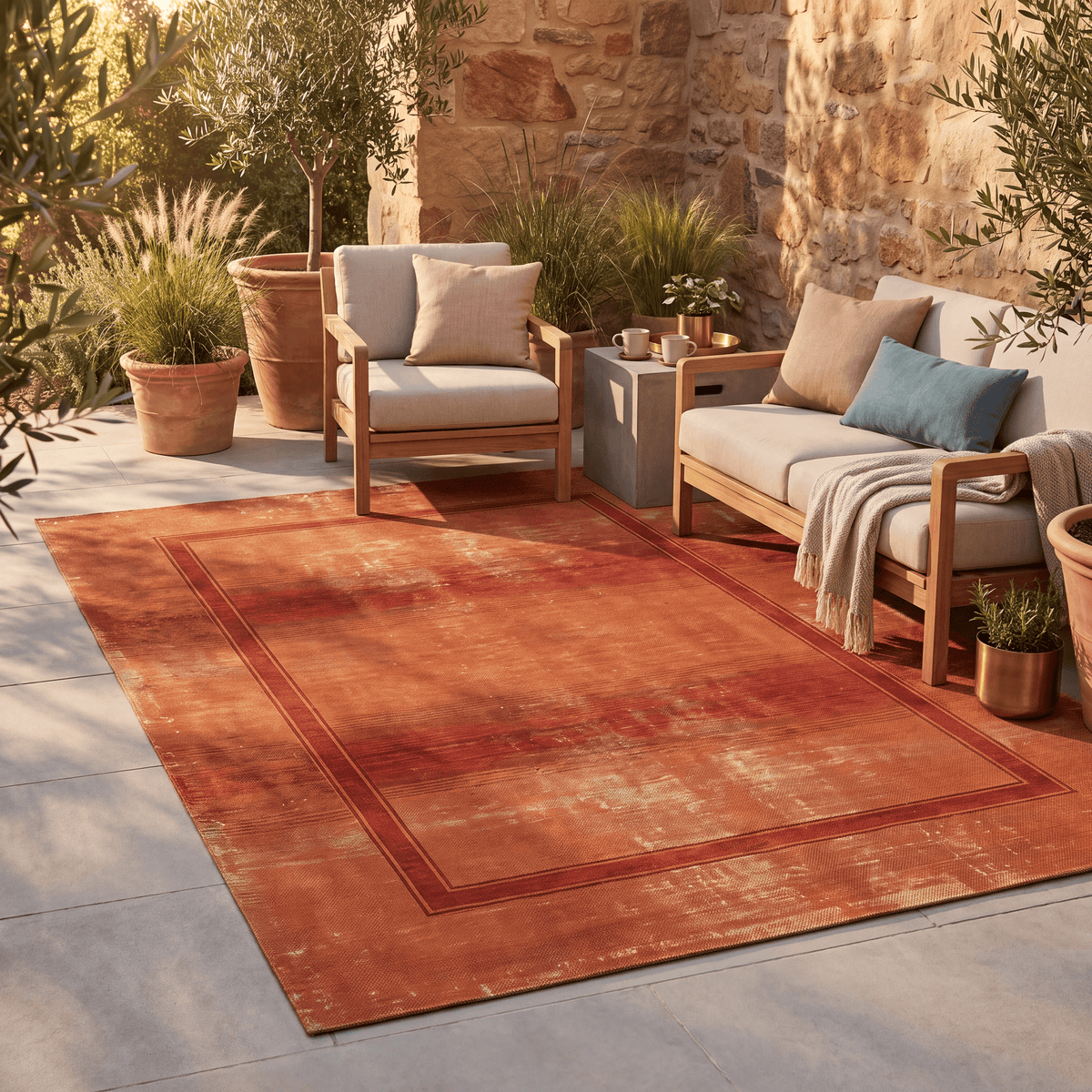 Blaeberry Modern Minimalist Border Abrash Rust Ember Sand Washable Indoor Outdoor Entryway Rug - RugzellaDigital Print RugRugzellaRugzellaBBB501-RECT-24x47-60x120cmRGZLLA151976Rectangle2' x 3'11" (60x120 cm)RECTANGLE | Blaeberry rectangle outdoor