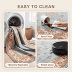 Bluff2 Traditional Medallion Border Teal Ivory Rust Washable Indoor Outdoor Entryway Rug - RugzellaDigital Print RugRugzellaRugzellaBBB407-RECT-24x47-60x120cmRGZLLA118141Rectangle2' x 3'11" (60x120 cm)SHARED | Bluff2 feature clean