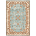 Bluff2 Traditional Medallion Border Teal Ivory Rust Washable Indoor Outdoor Entryway Rug - RugzellaDigital Print RugRugzellaRugzellaBBB407-RECT-24x47-60x120cmRGZLLA118141Rectangle2' x 3'11" (60x120 cm)RECTANGLE | HERO | Bluff2 rectangle