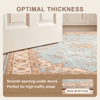 Bluff2 Traditional Medallion Border Teal Ivory Rust Washable Indoor Outdoor Entryway Rug - RugzellaDigital Print RugRugzellaRugzellaBBB407-RECT-24x47-60x120cmRGZLLA118141Rectangle2' x 3'11" (60x120 cm)SHARED | Bluff2 feature thickness