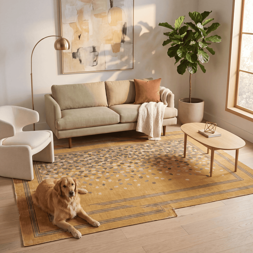 Bogbean Modern Speckled Mosaic Dot Ochre Olive Stone Washable Indoor Outdoor Entryway Rug - RugzellaDigital Print RugRugzellaRugzellaBBB502-RECT-24x47-60x120cmRGZLLA152311Rectangle2' x 3'11" (60x120 cm)RECTANGLE | Bogbean rectangle livingroom